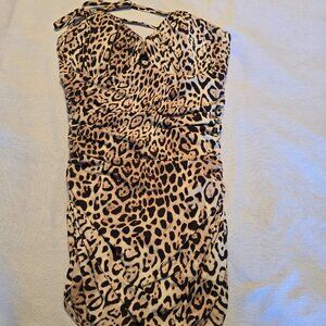 Victoria Secret 8 D Cup Strapless Cheetah Wild Animal Print One Piece Swim Suit